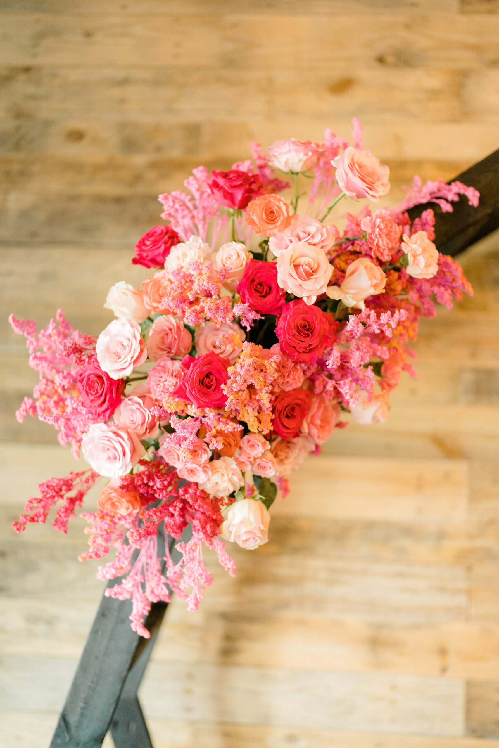 Whimsical Spring Lush Flowers, Pink Roses and Fuchsia Ceremony Flowers