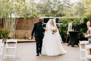 Simple Classic Bride Wearing Ballgown Wedding Dress with Veil Walking Down the Wedding Ceremony Aisle with Father | Tampa Bay Wedding Photographer Amber McWhorter Photography | Unique St. Pete Wedding Venue NOVA 535