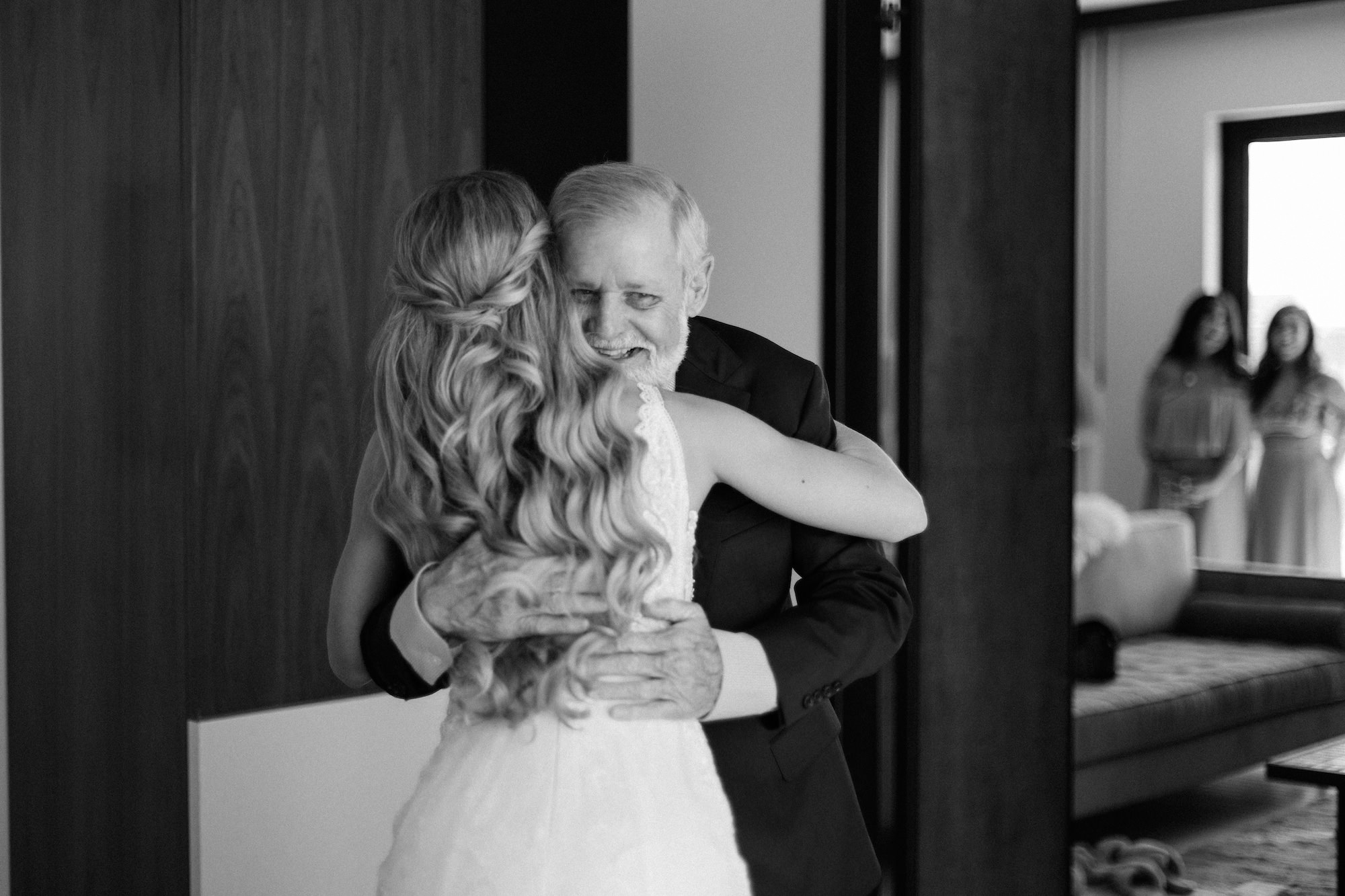 Bride and Father First Look Wedding Portrait