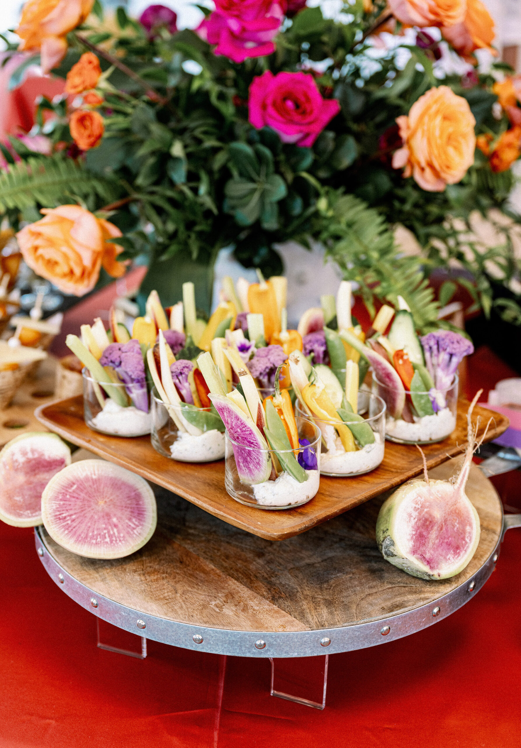 Tampa Bay Catering Company Elite Events Catering | Dewitt for Love Photography | Farm Fresh Veggie Crudite Cups with Lebanese Style Labneh