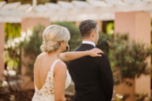 Bride and Groom First Look Wedding Portrait