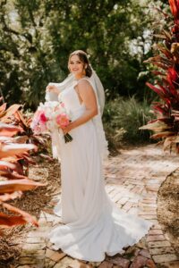 Paloma Blanca Natural A-Line Crepe Wedding Dress Style #4962 | Tampa Bay Hair and Makeup Artist Femme Akoi Beauty Studio | Garden Wedding Venue Tabellas At Delaney Creek