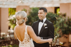 Bride and Groom First Look Wedding Portrait