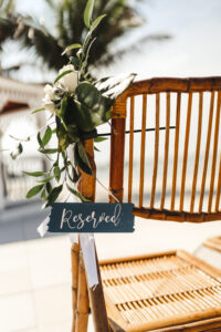 Reserved Seating Sign Inspiration with Bamboo Chairs | Wedding Aisle Greenery Ideas