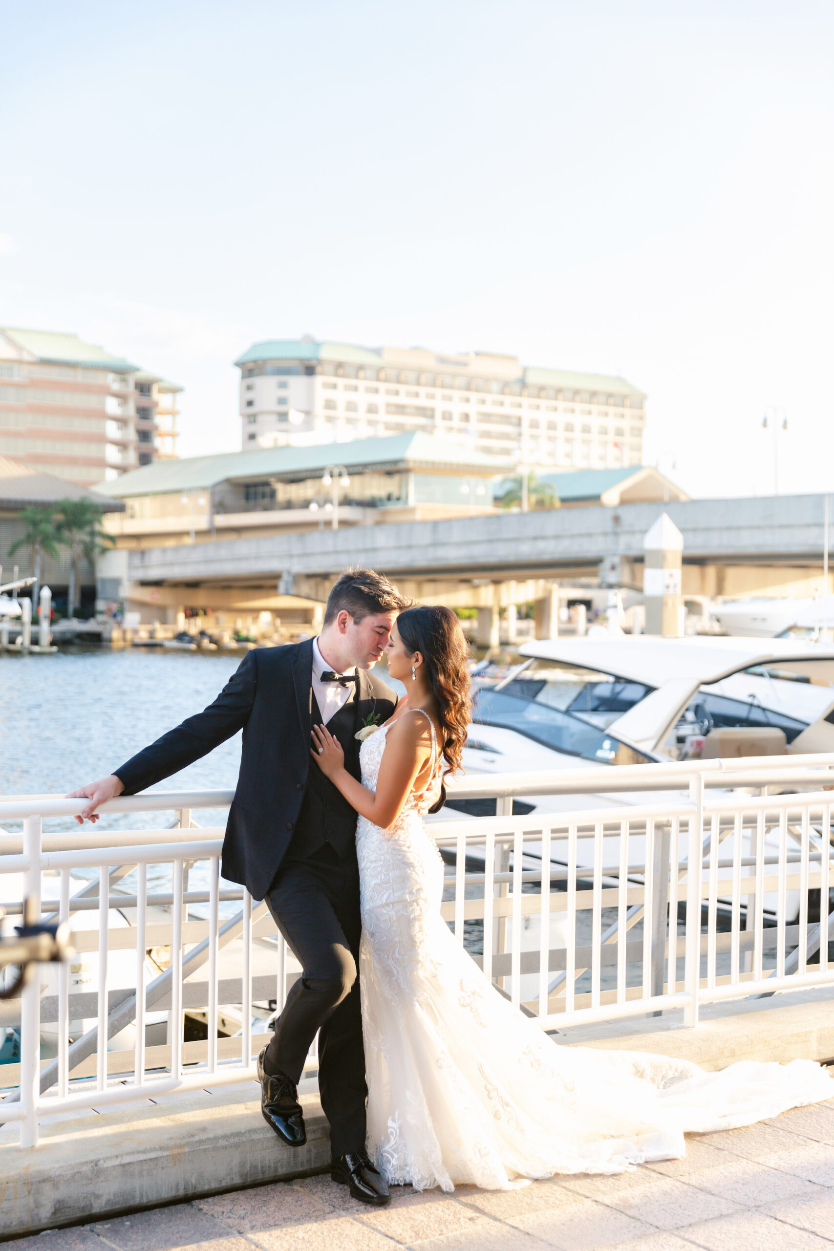 Classic Bride and Groom Waterfront Downtown Tampa | Tampa Bay Wedding Hair and Makeup Artists Adore Bridal