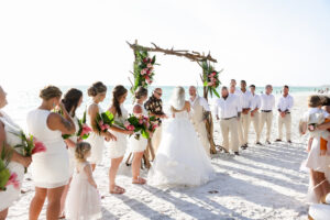 Driftwood Beach Wedding Ceremony Arch | Tropical Flower Arrangements Ideas | Tampa Bay Florist Save The Date Florida | Planner Eventfull Weddings