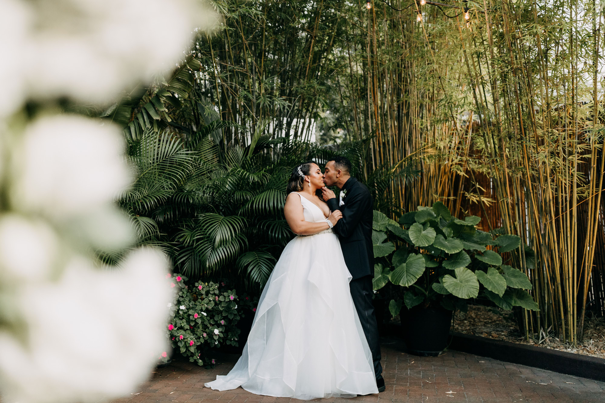 Classic Simple Bride and Groom Wedding Outdoor Bamboo Courtyard Unique Downtown Tampa Wedding Venue NOVA 535 | Wedding Photographer Amber McWhorter Photography