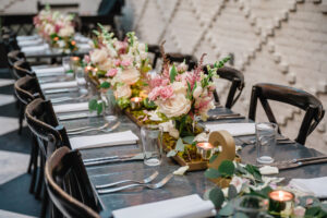 Long Feasting Wedding Tables with Spring Floral Centerpieces | Reception Decor Ideas