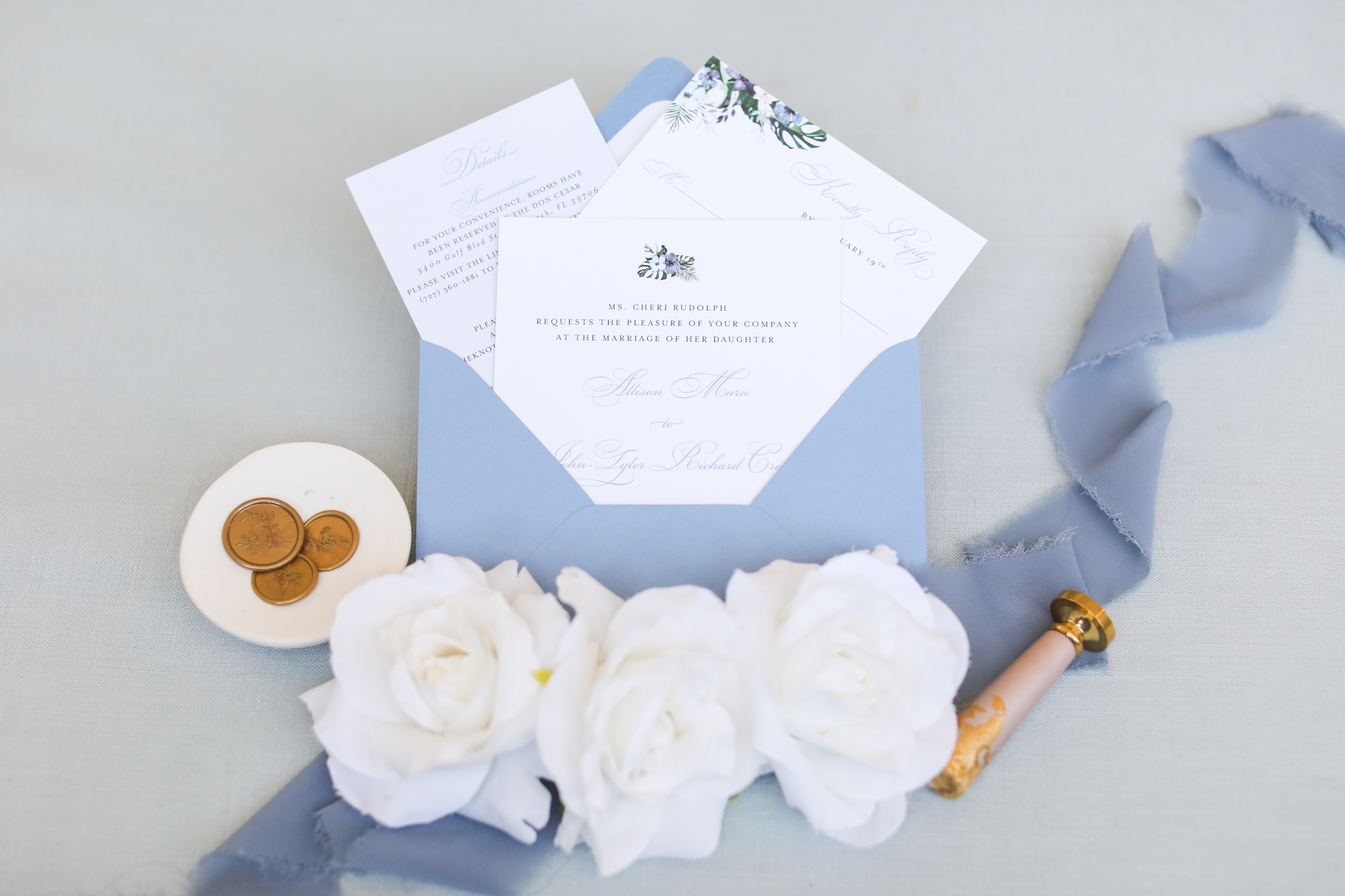 Pastel Dusty Blue Classic Wedding Invitation Suite Inspiration