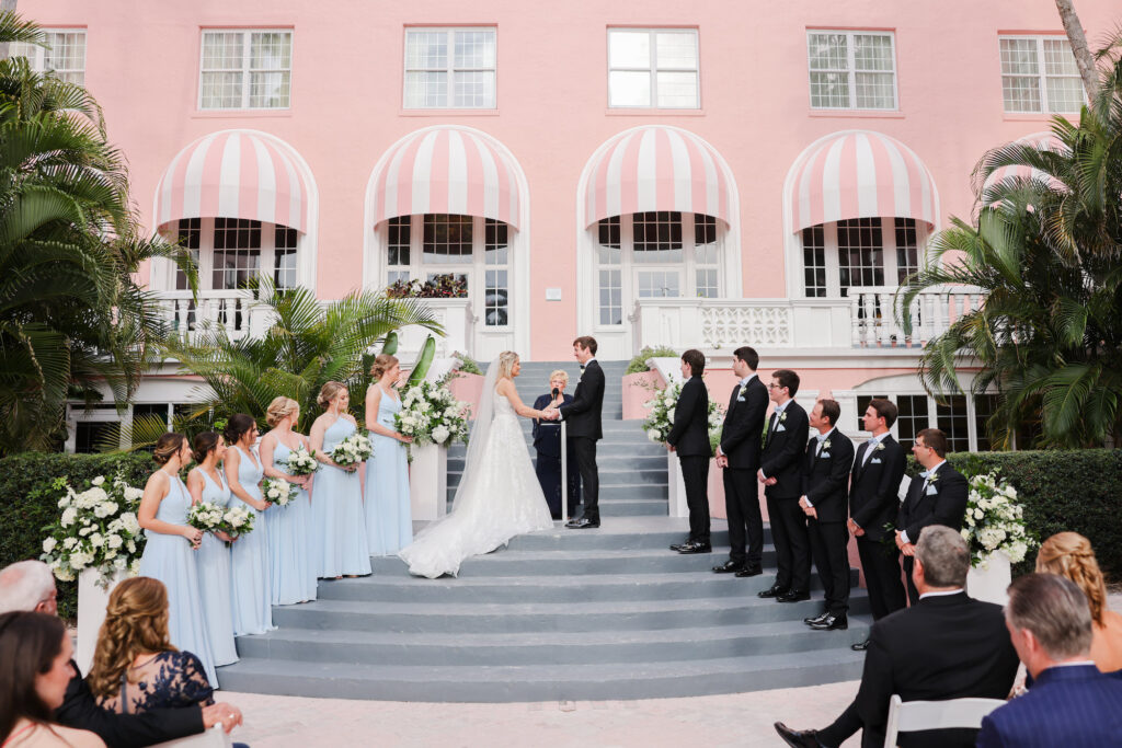 Courtyard Outdoor Tropical Wedding Ceremony Location | Venue The Don CeSar | St Petersburg Wedding Officiant Weddings by Bonnie | Planner Elegant Affairs