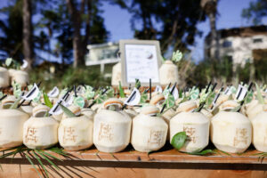 Unique Tropical Wedding Reception Personalized Coconut Cup | Guest Favors Ideas