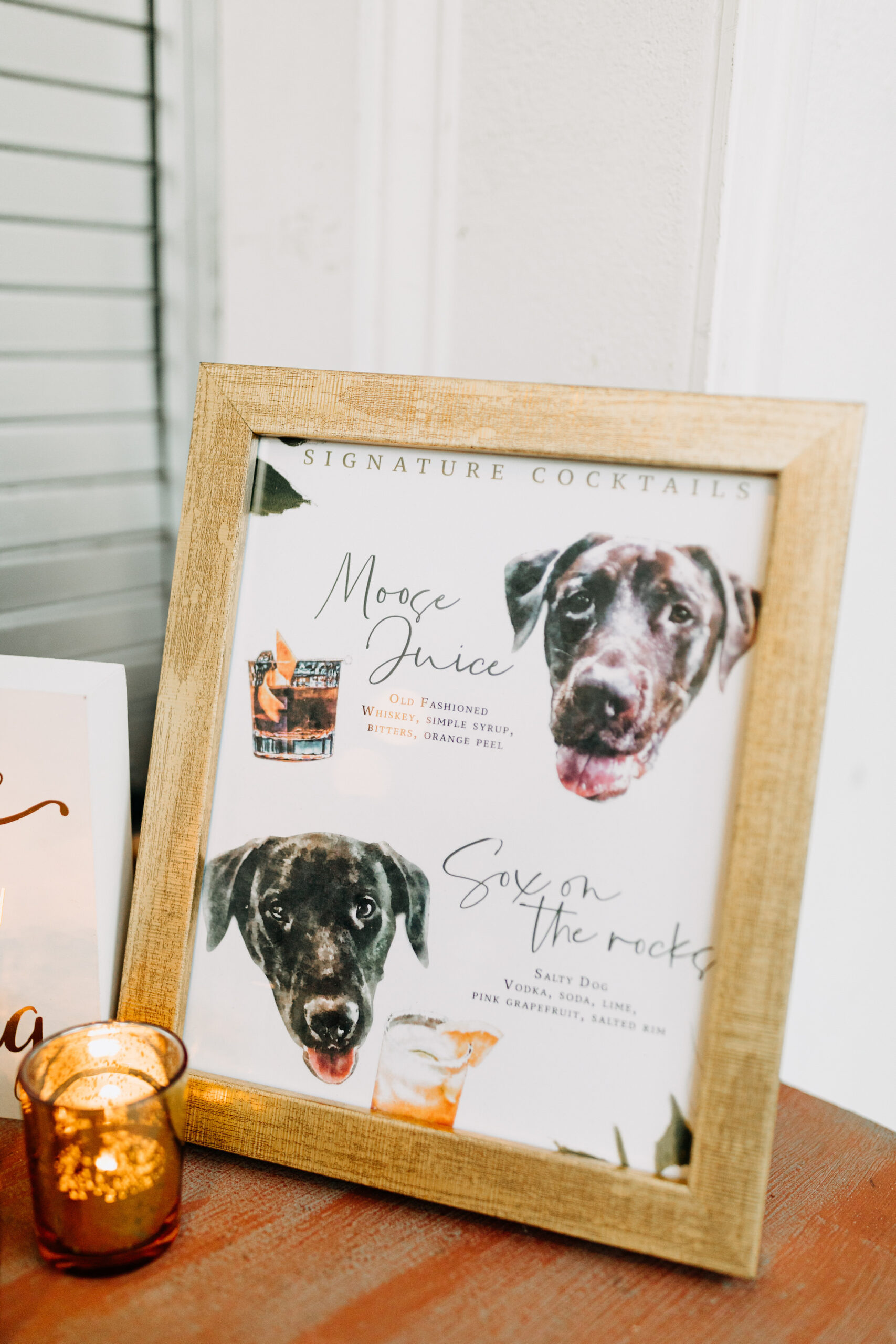 Custom Dog Pet Signature Wedding Reception Cocktails | Personalized Signature Cocktail Sign Inspiration
