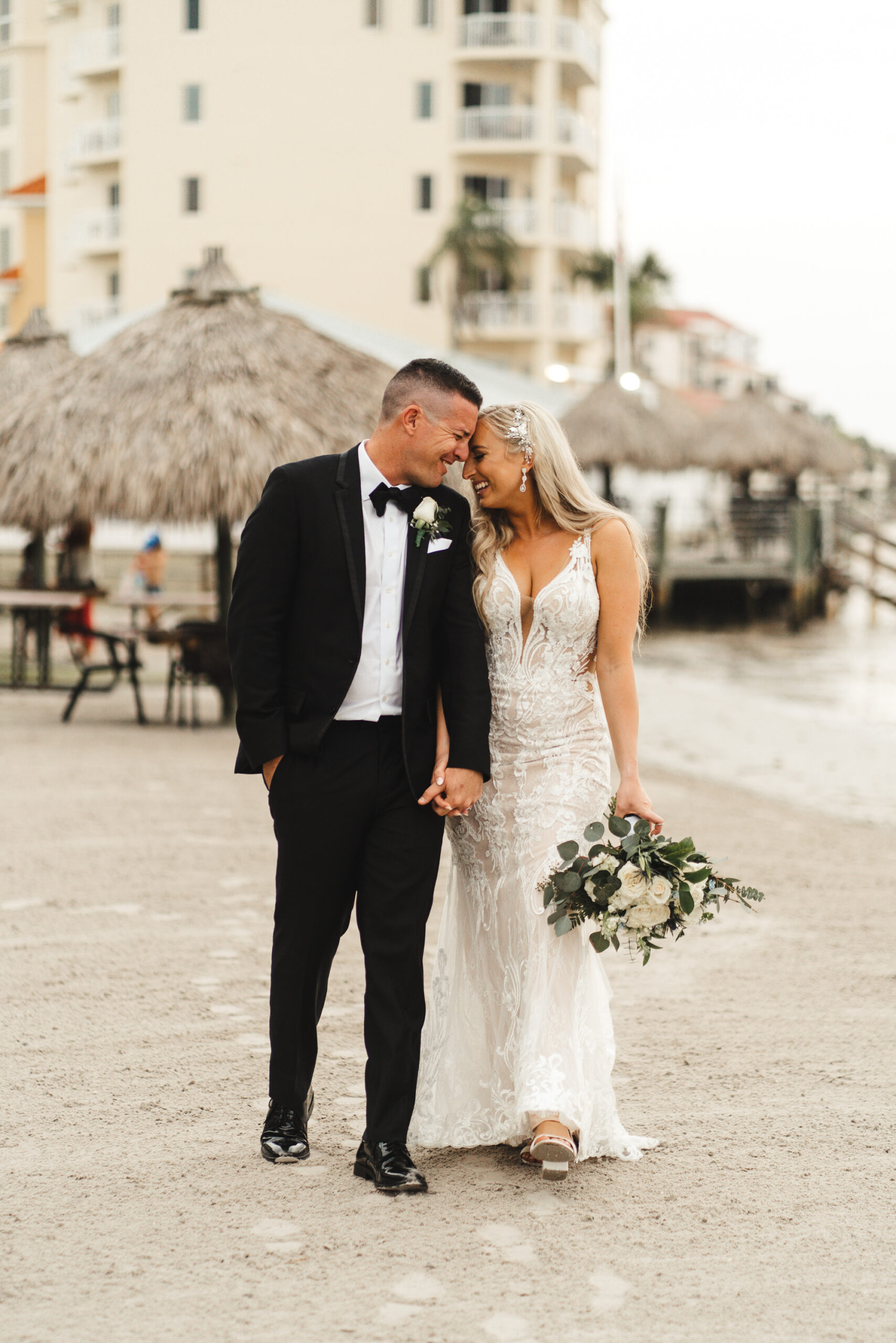 Intimate Moments with Bride and Groom Walking on the Beach | St. Petersburg Wedding Photographer Videographer J&S Media
