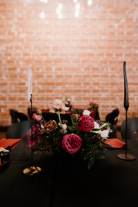 Dark and Moody Black and Pink Gothic Floral Wedding Reception Centerpiece Ideas