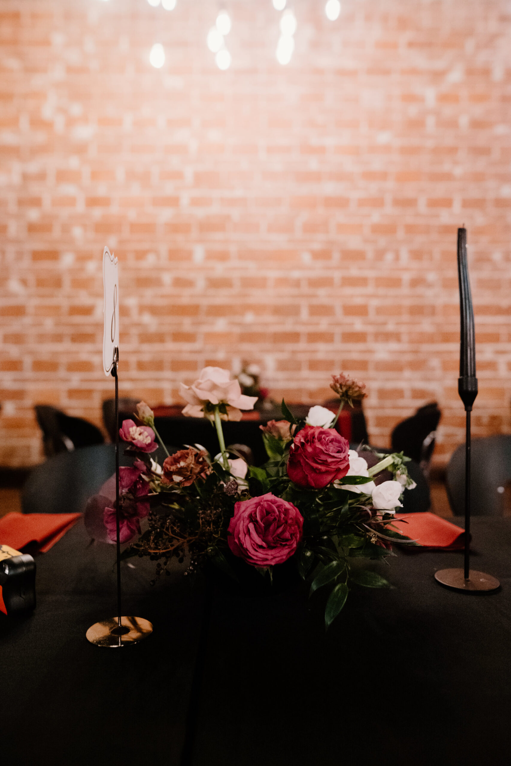 Dark and Moody Black and Pink Gothic Floral Wedding Reception Centerpiece Ideas