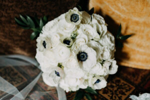 Classic Simple White Roses and Anemone Floral Bouquet | Tampa Bay Wedding Florist Save the Date Florida