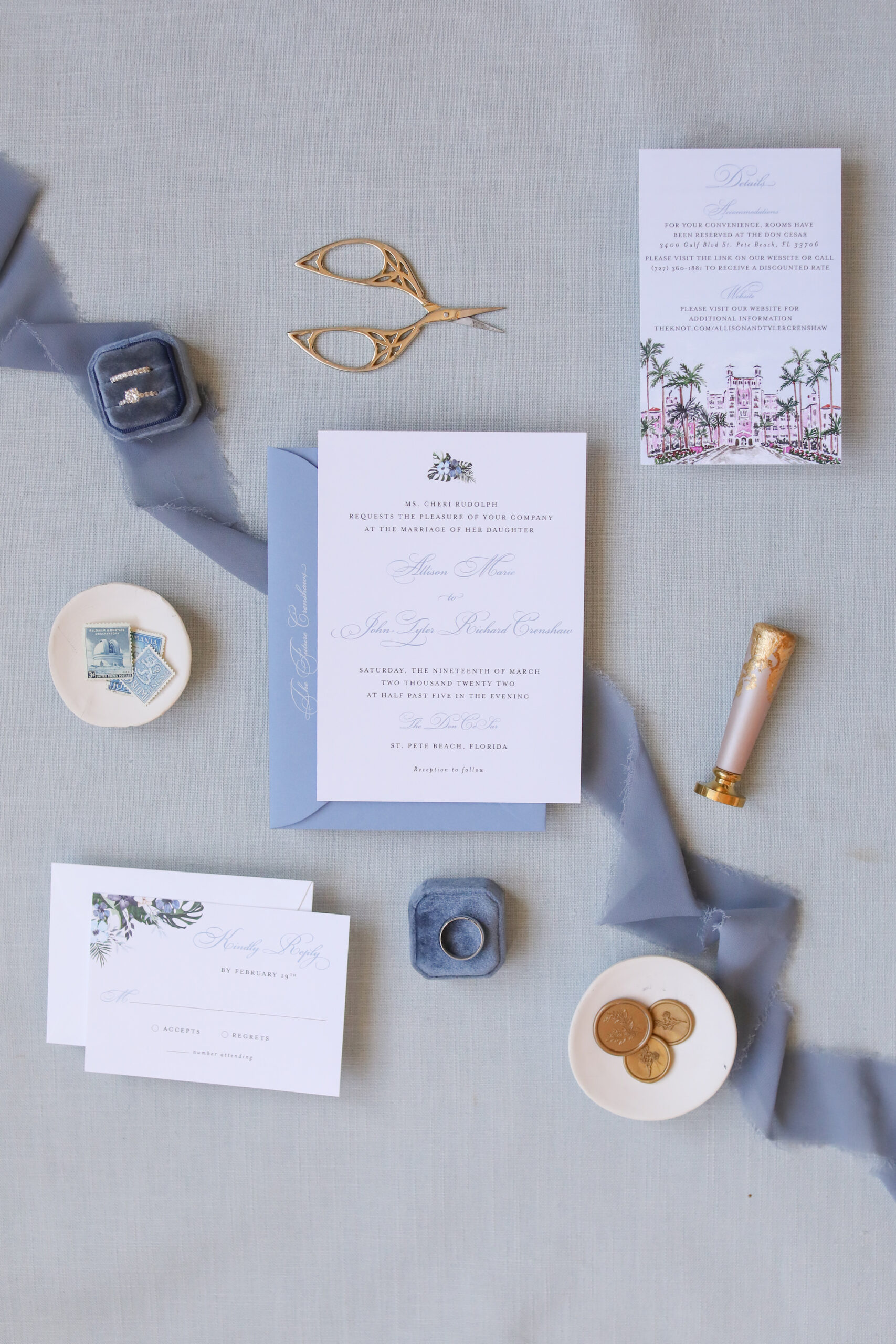 Pastel Dusty Blue Classic Wedding Invitation Suite Ideas