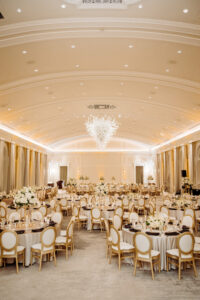 White and Gold Black Tie Wedding Inspiration | Cream Satin Linen | Downtown St. Pete Venue Renaissance Vinoy