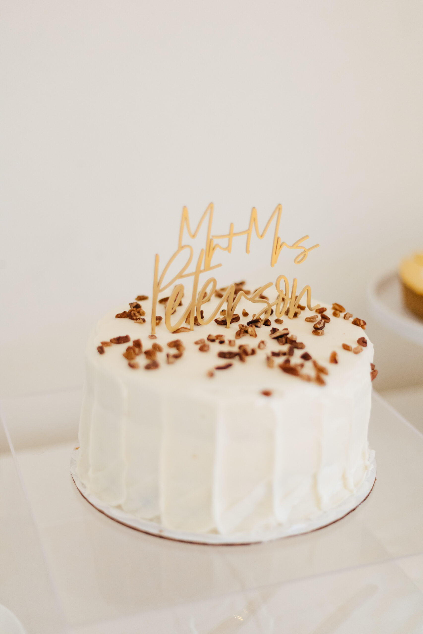 Single Tier Carrot Wedding Cake with Personalized Topper