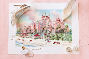Watercolor Painting of Iconic Don CeSar Guest Book