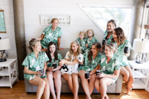 Tropical Bridesmaid Pajama Sets | Wedding Bridal Party Getting Ready | St Pete Hair and Makeup Artist Adore Bridal | Photographer Lifelong Photography Studio