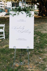 White Modern Wedding Ceremony Reception Sign Ideas