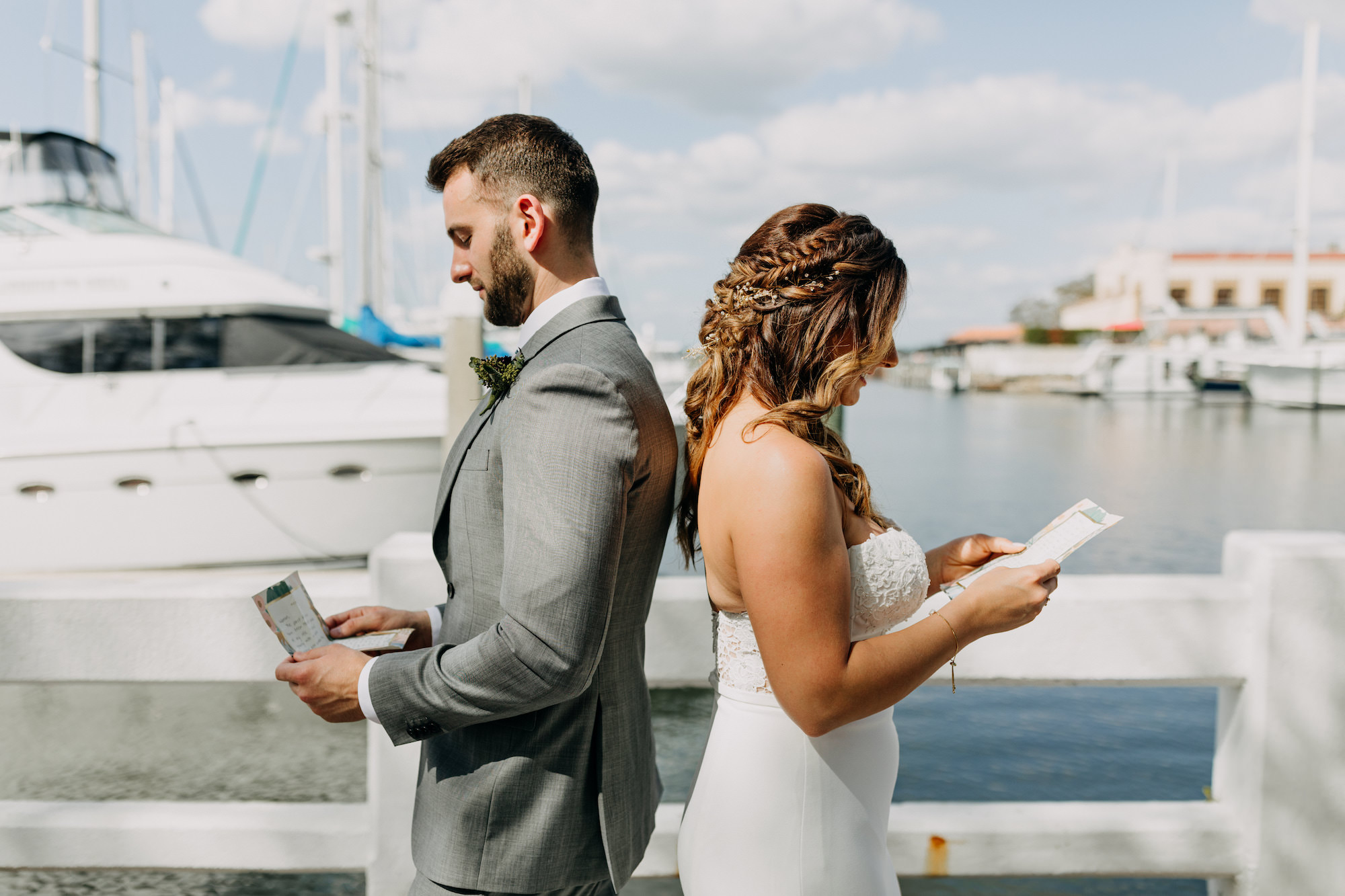 Waterfront Bride and Groom First Look Private Vow Reading Wedding Portrait | Sarasota Wedding Photographer Amber McWhorter Photography