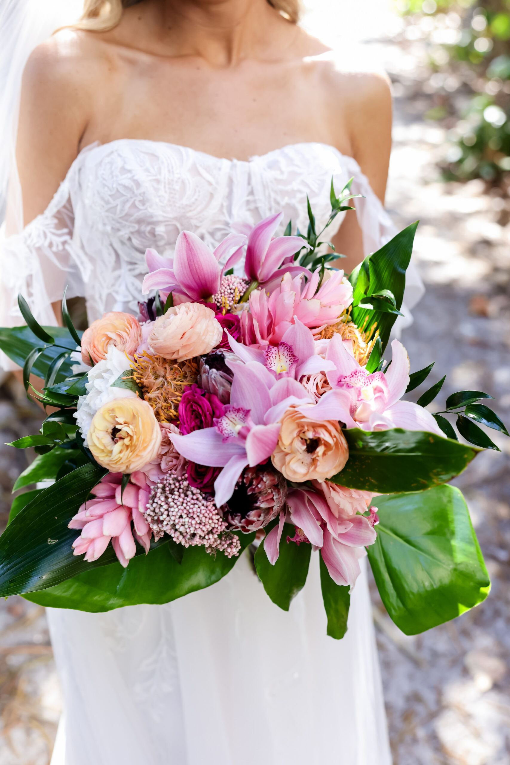 Tropical Pink and Orange Wedding Bridal Bouquet | Bouquet Ideas | Tampa Bay Florist Save The Date Florida