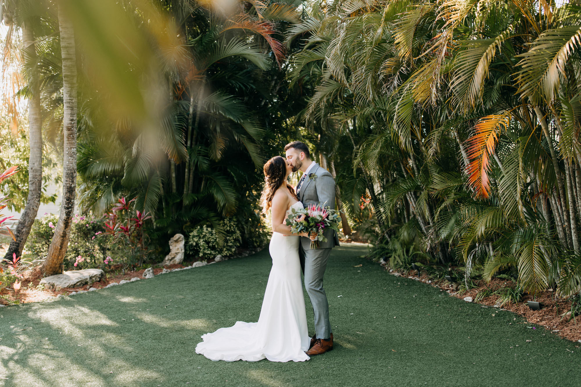 Romantic Bride and Groom Kiss Wedding Portrait | Waterfront Bride and Groom First Look Private Vow Reading Wedding Portrait | Sarasota Wedding Photographer Amber McWhorter Photography