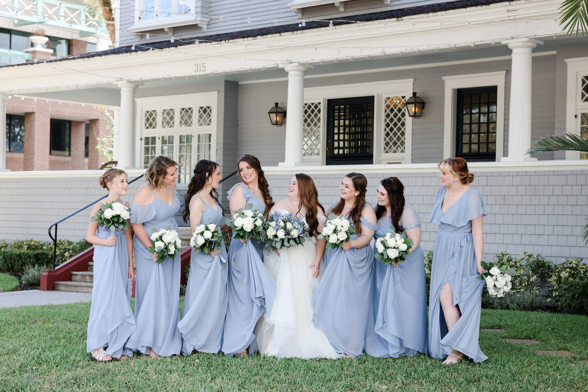 Light Dusty Blue Mismatching Bridesmaids Wedding Dress Inspiration | South Tampa Hair and Makeup Adore Bridal