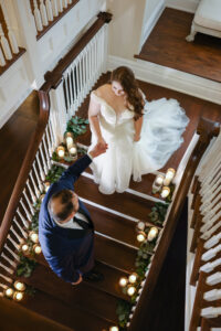 Romantic Bride and Groom Candlelit Stairs Wedding Portrait | South Tampa Wedding Photographer Lifelong Photography Studio | Dress Truly Forever Bridal