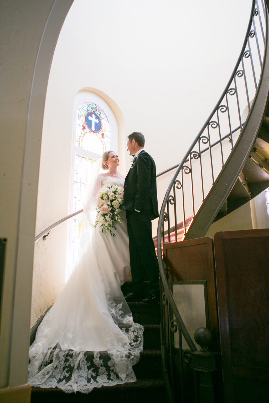Intimate Bride and Groom Stairs Wedding Portrait | Tampa Bay Photographer Carrie Wildes Photography