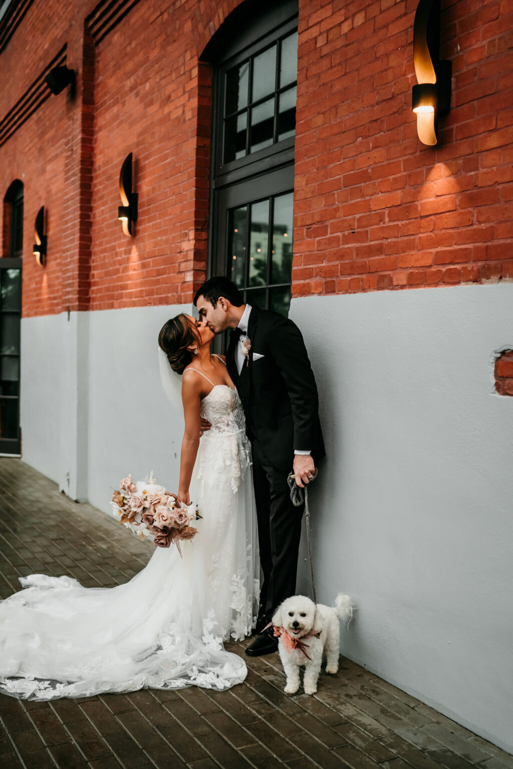 Bride and Groom Wedding Portrait with Their Dog Wedding Inspiration | Tampa Bay Videographer J&S Media