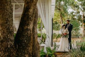 Outdoor Nature Inspired Modern Edgy Bride and Groom Wedding Portrait