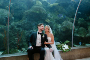 Bride and Groom Wedding Portrait at the Florida Aquarium | Lifelong Photography