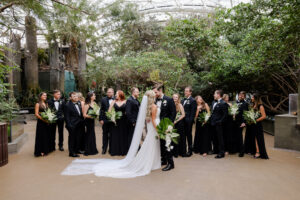Bride and Groom with Bridal Party in All Black Wedding Portrait | Lifelong Photography