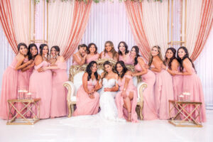 Tampa Bay Bridal Party, Wearing Rose Pink Mix and Match Long Dresses | Tampa Bay Wedding Hair and Makeup Artist Michele Renee the Studio