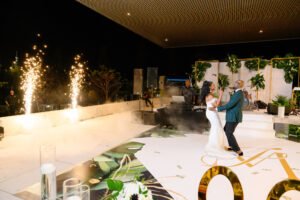 Bride and Groom Private Last Dance with Gold Spark Machines | Wedding Reception Send-Off Ideas