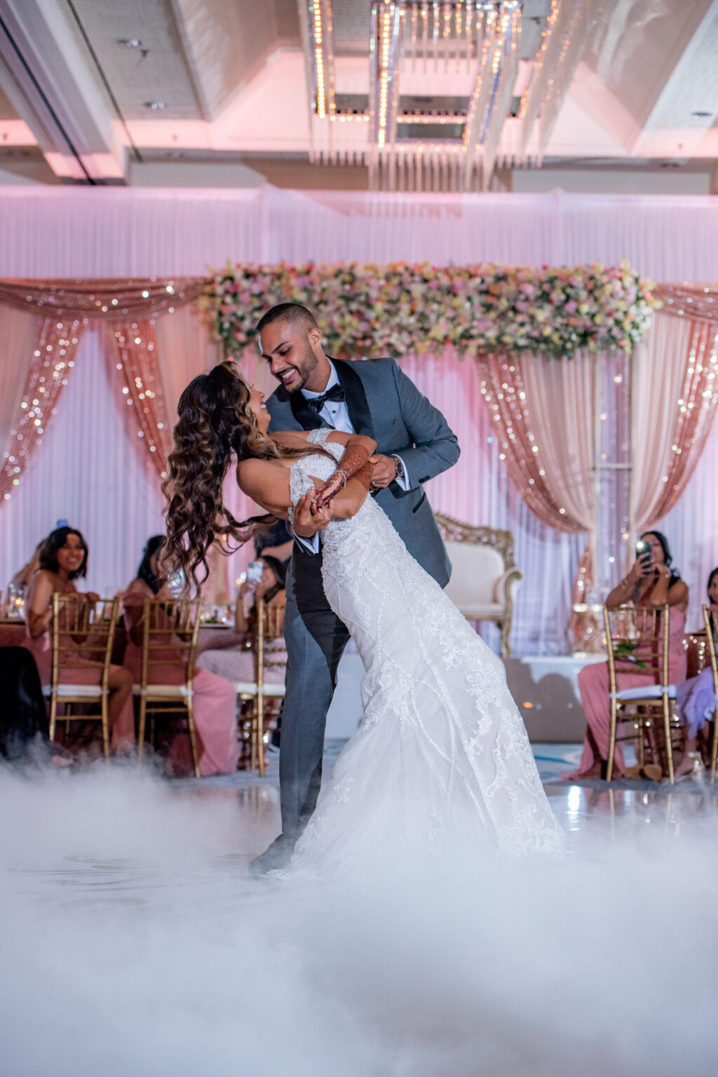 Romantic First Dance on Cloud, Ballroom Reception | Tampa Bay Wedding Venue Hilton Downtown Tampa