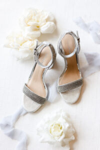 Bride Open Toe Wedding Heels with Silver Details