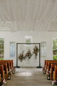 Modern Hanging Floral Arrangement Wedding Ceremony Altar | Open-Air Chapel | Tampa Bay Florist Monarch Events and Design | Venue Cross Creek Ranch