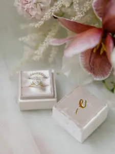 Oval Diamond Engagement Ring | Monogrammed Wedding Band Box Ideas