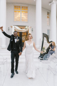 Bride and GroomJust Married At Vintage Old Hollywood Gatsby Inspired Wedding Ceremony | Florida Wedding Venue The Whitehusrt Gallery