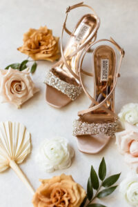 Open-Toed Gold Champagne Badgley Mischka Wedding Shoes