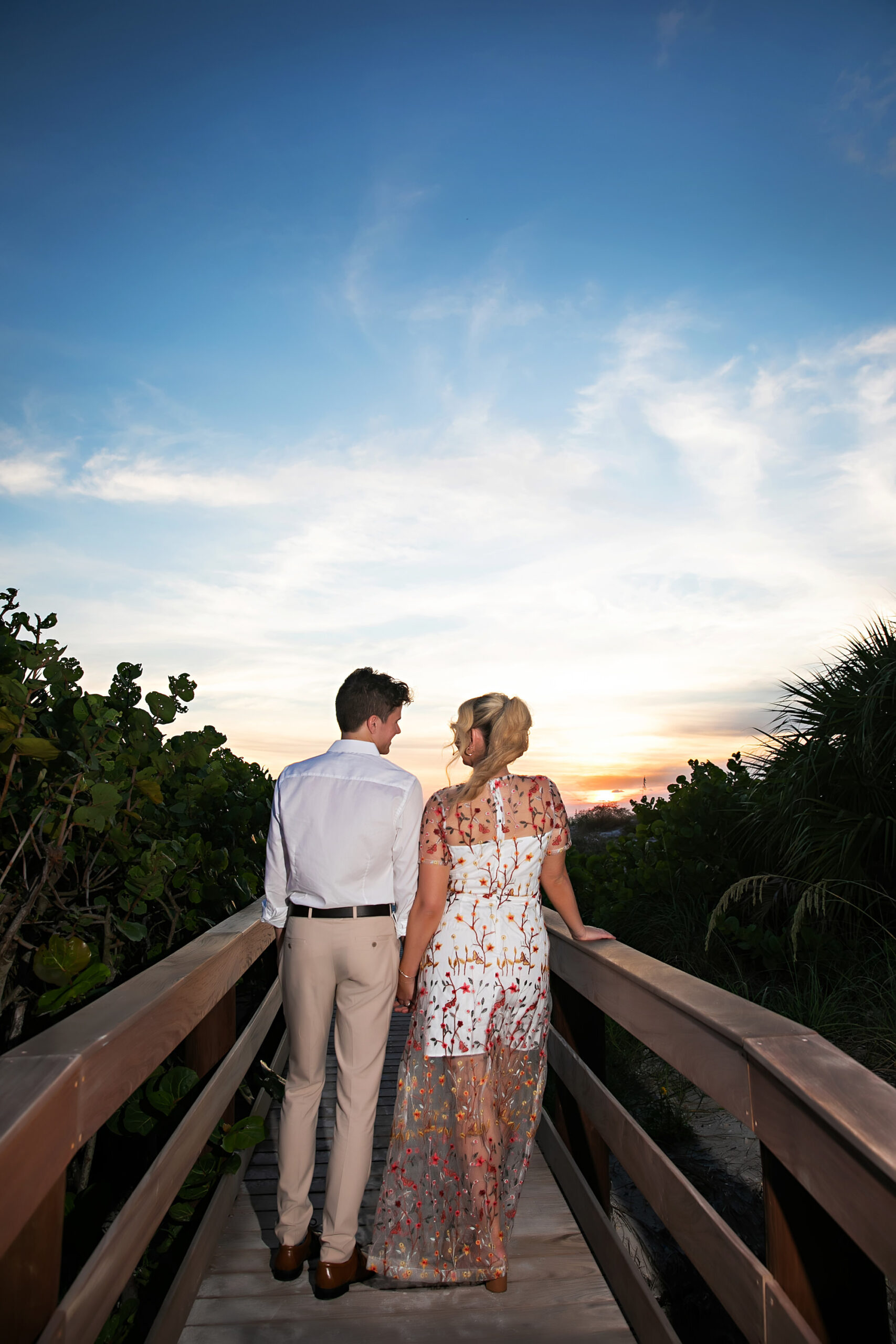 Bride and Groom Boardwalk Wedding Portrait | Bride Party Dress | Tampa Bay Wedding Attire Truly Forever | Photographer Limelight Photography