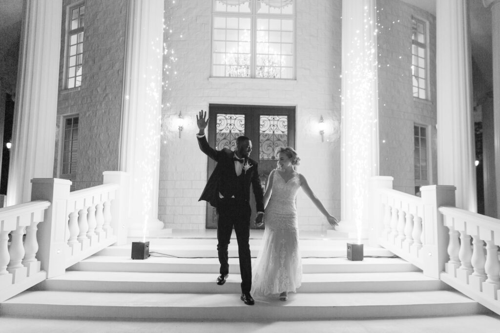 Vintage Old Hollywood Gatsby Inspired Bride and Groom Wedding Exit with Cold Sparklers | Tampa Bay Wedding Venue The Whitehurst Gallery