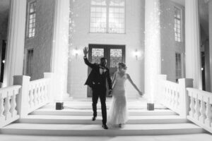 Vintage Old Hollywood Gatsby Inspired Bride and Groom Wedding Exit with Cold Sparklers | Tampa Bay Wedding Venue The Whitehurst Gallery
