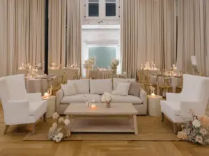 White and Beige Lounge Seating Ideas for Wedding Reception