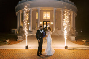 Vintage Old Hollywood Gatsby Inspired Brooke and Groom Wedding Exit with Cold Sparklers | Tampa Bay Wedding Venue The Whitehurst Gallery
