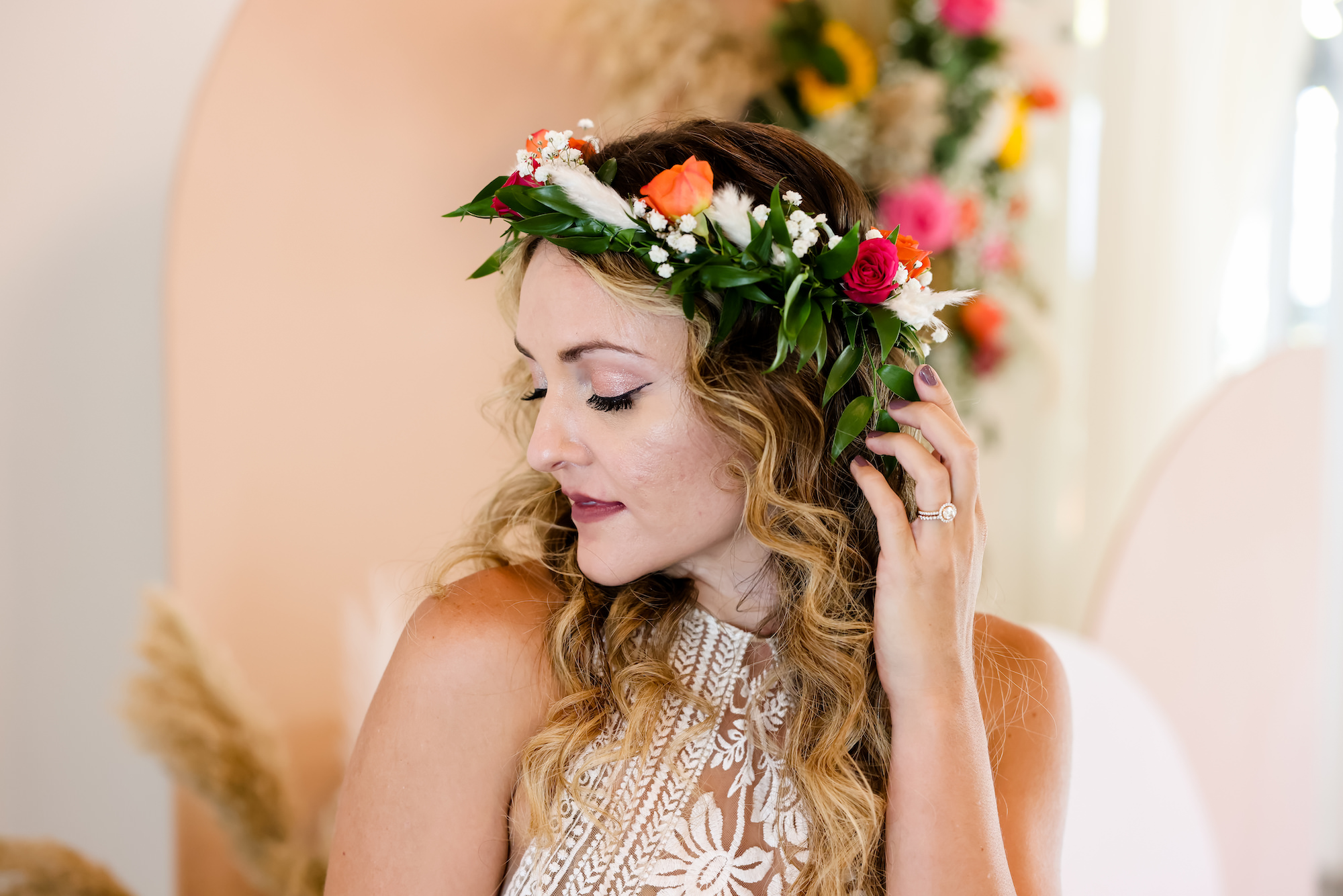 Boho Bridal Flower Crown Ideas | Wedding Hair Inspiration | Tampa Bay Hair and Makeup Artist Michele Renee the Studio